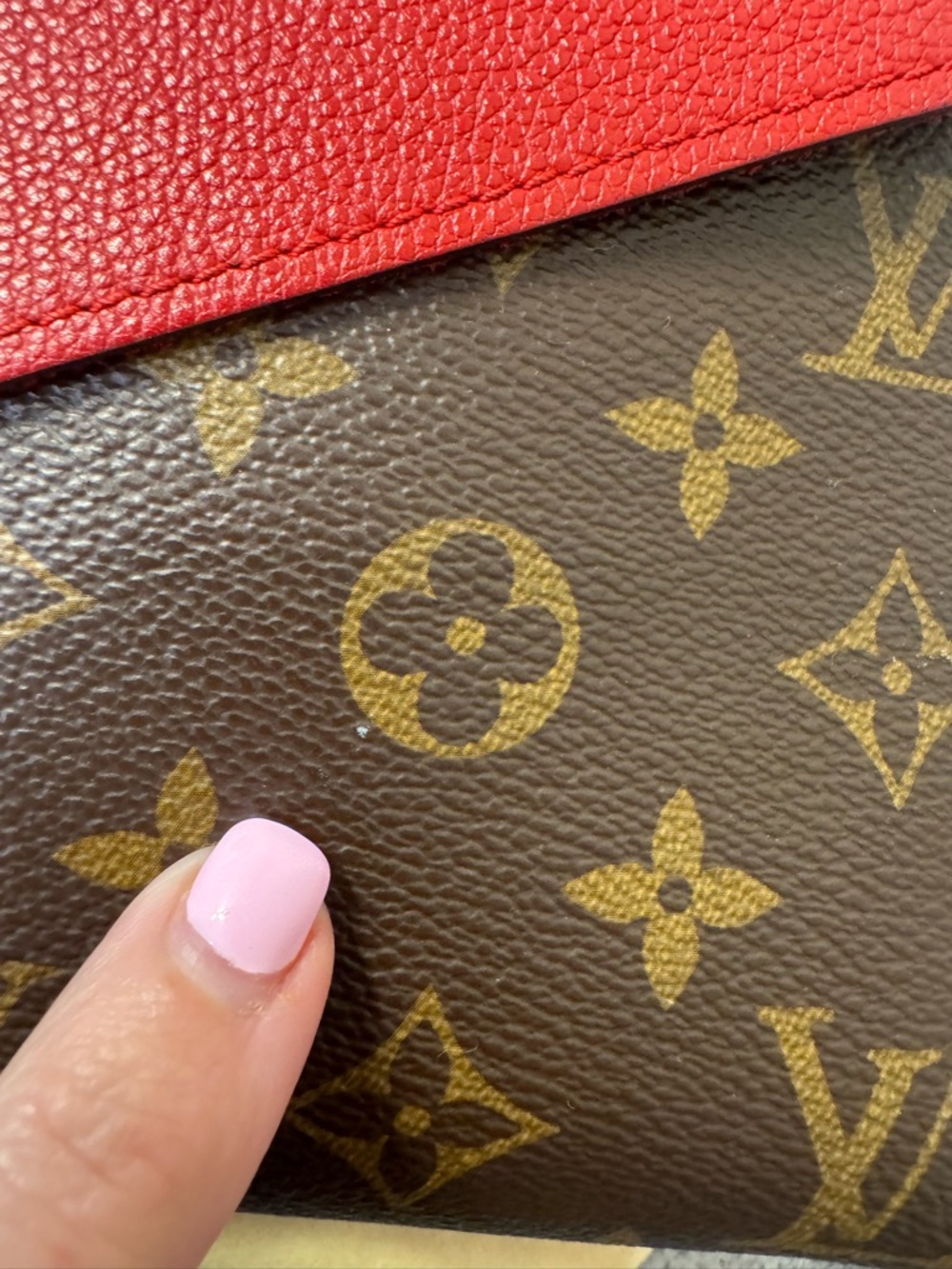 Louis Vuitton Pallas Chain Monogram Red Leather Shoulder Bag - Picture 5 of 17